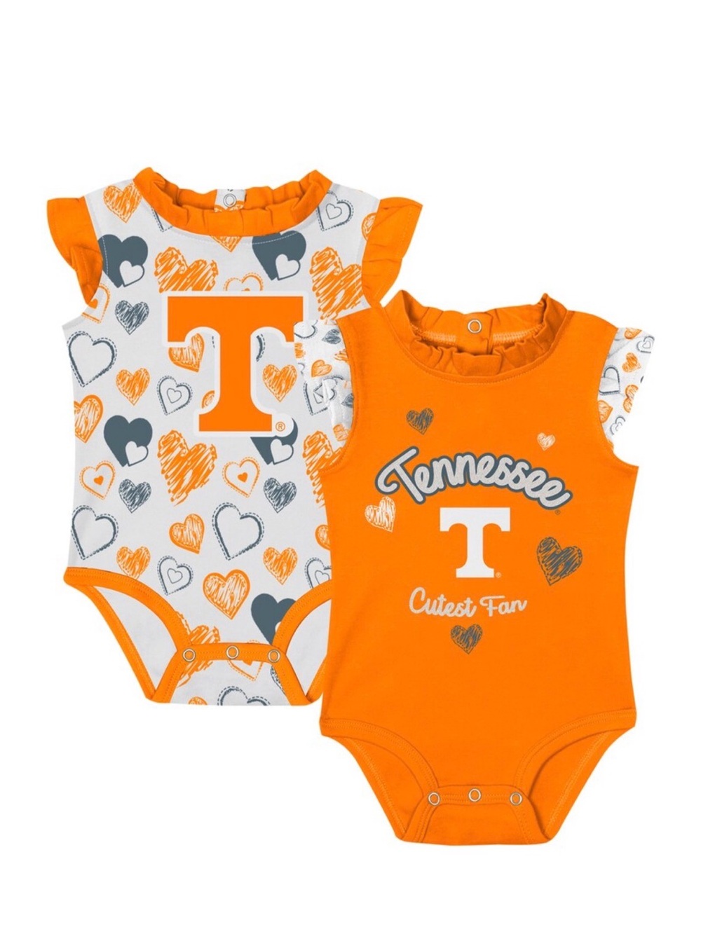 NWT Tennessee Baby Girls' Orange & White One-Piece Bodysuit Set - Cutest Fan